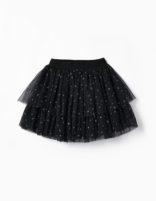 Tulle Skirt for Girls 'Halloween - Stars', Black