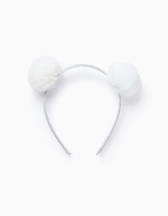 Comprar Online Bandolete com Pompons para Bebé e Menina, Cinza/Branco