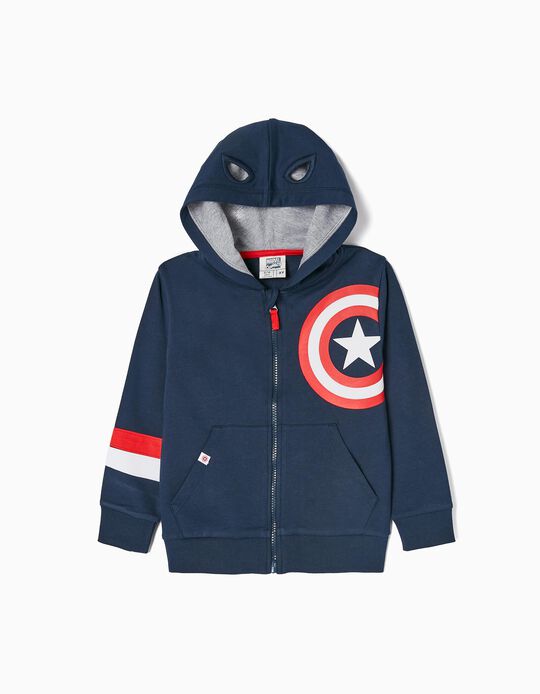 Cotton Jacket with Hood for Boys 'Captain America', Dark Blue