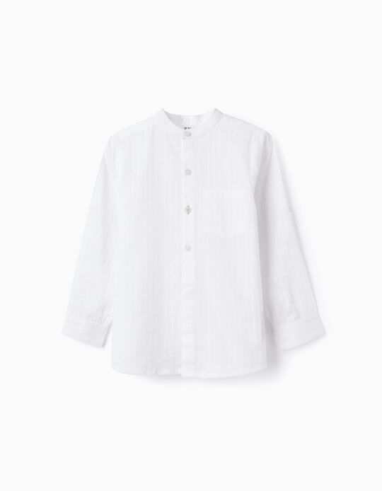 Shirt with Mao Collar for Boys, White