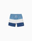 Swim Shorts UV 80 Protection for Boys, Blue/White