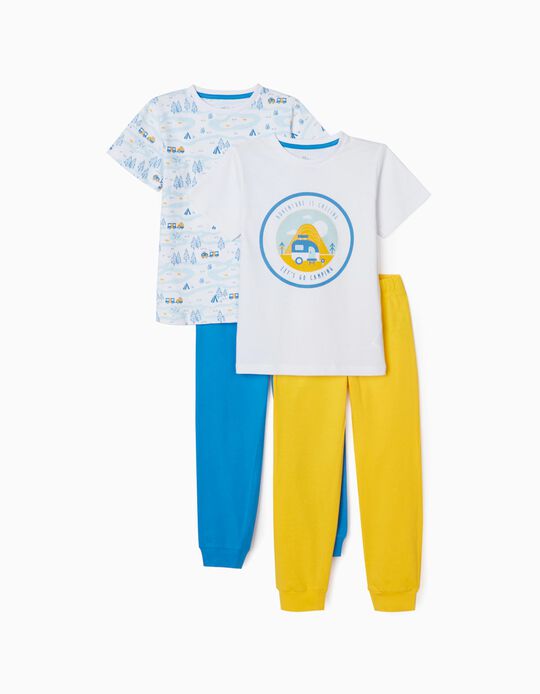 2 Pyjamas for Boys 'Adventure', Yellow/Blue/White