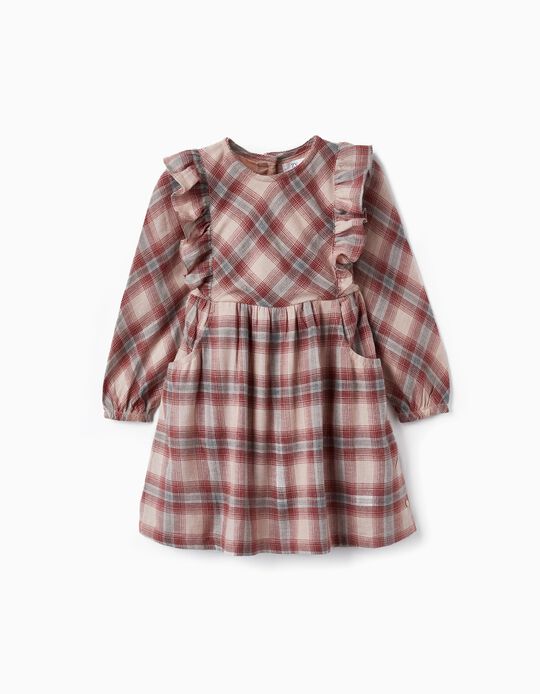 Checked Dress for Girls, Light Pink