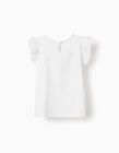 Comprar Online T-shirt de Algodão com Folhos para Menina 'Flores', Branco