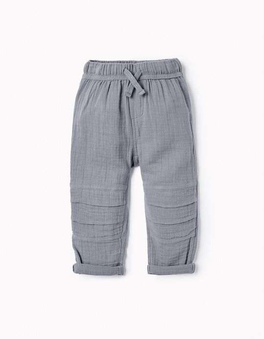 Cotton Bambula Trousers for Baby Boys, Blue