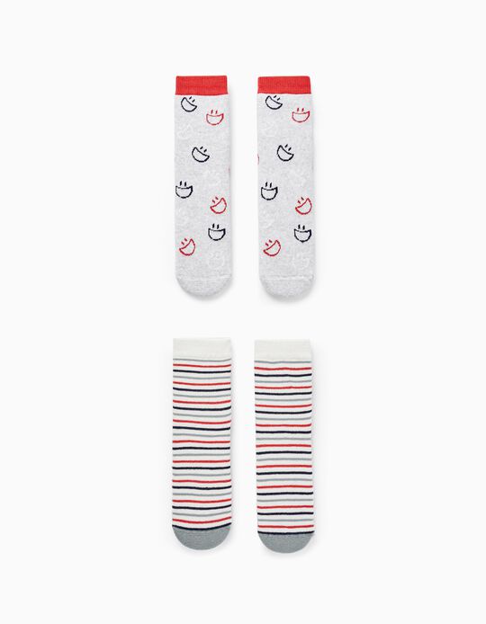 Pack of 2 Pairs of Antislip Socks for Boys 'Smile' , Multicolor