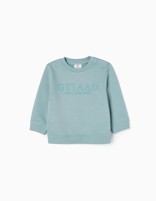Cottom Sweatshirt for Baby Boys, Aqua Green