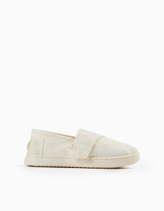 Buy Online Espadrilles with English Embroidery for Girls, White