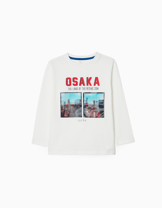 Camiseta de Manga Larga para Niño 'Osaka', Blanca