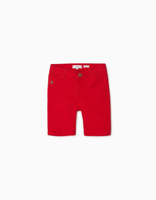 Chino Midi Shorts for Boys, Red
