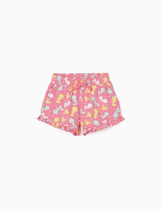 Cotton Shorts for Girls 'Tweety', Pink