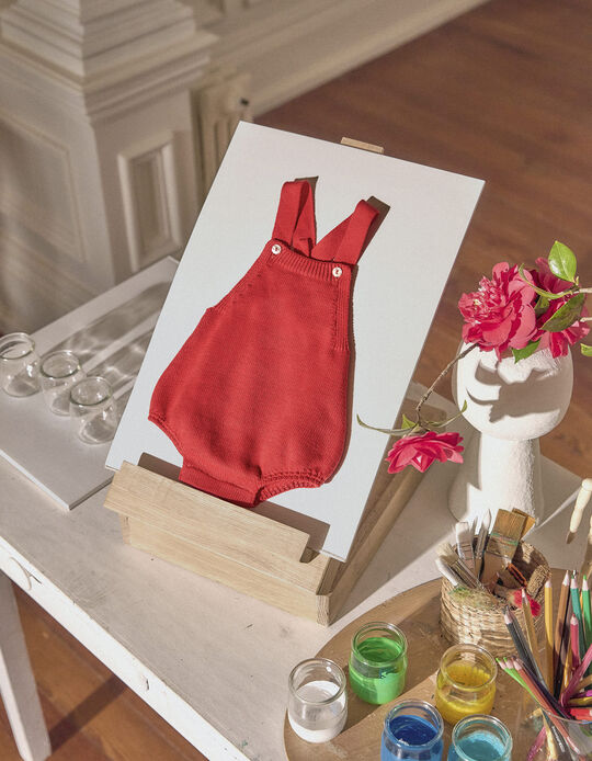 Buy Online Knitted Cotton Jumpsuit for Newborns, Red