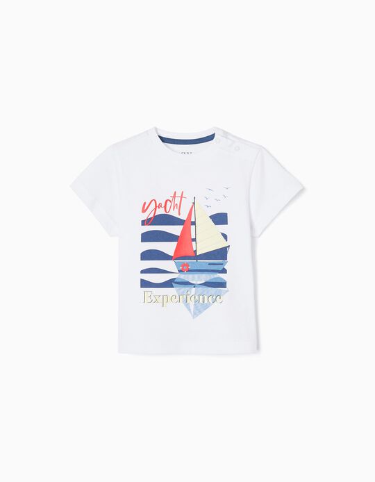 Camiseta de Algodón para Bebé-Niño 'Yate', Blanco