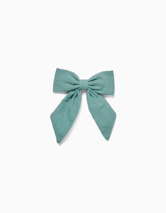 Hair Slide with Fabric Bow for Babies and Girls, Green