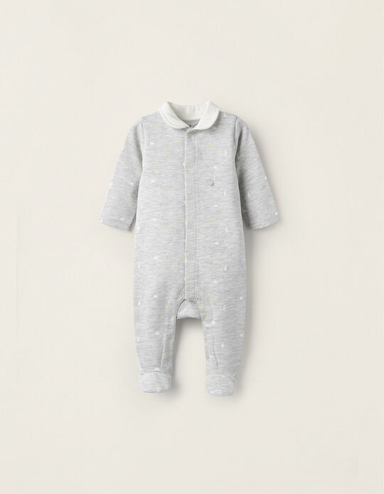 Cotton Bodysuit for Newborn Boys, Grey