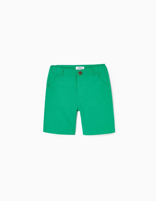 Cotton and Linen Shorts for Boys, Green