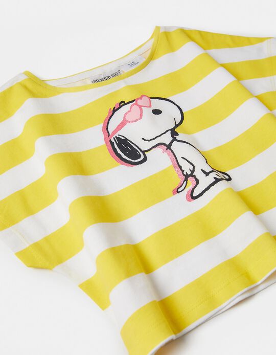 T-Shirt Court Fille 'Snoopy', Jaune/Blanc