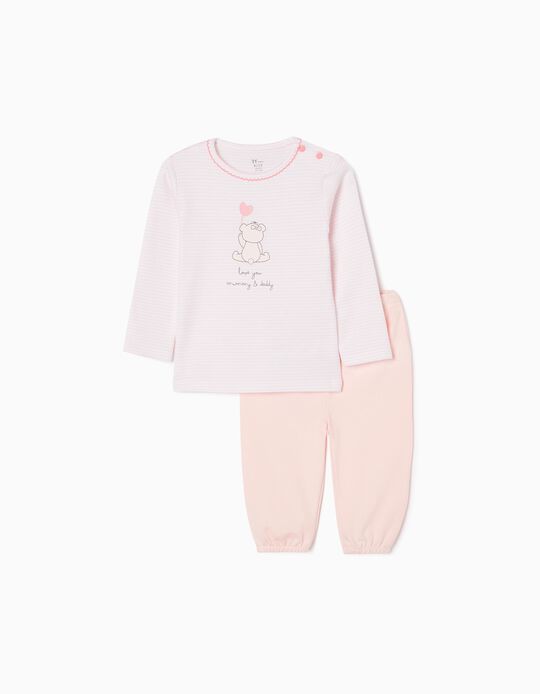 Pijama para Bebé Niña 'Osito y Corazón', Rosa/Coral