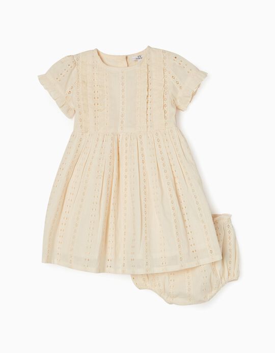 Dress + Bloomers for Baby Girls, Beige