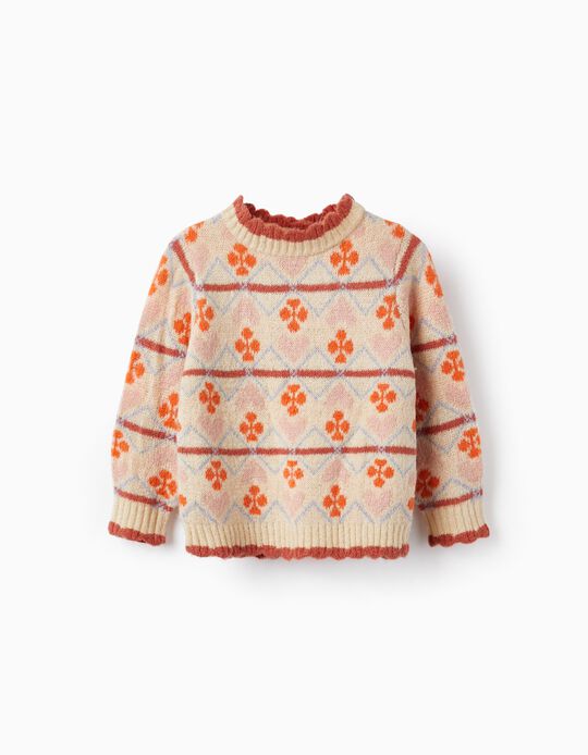 Jacquard Knit Sweater for Baby Girls, Multicolour