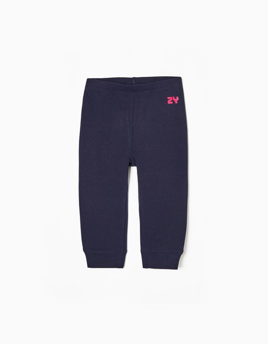 Cotton Joggers for Baby Girls, Dark Blue