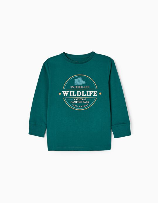 Long Sleeve T-shirt for Boys 'Wildlife', Green