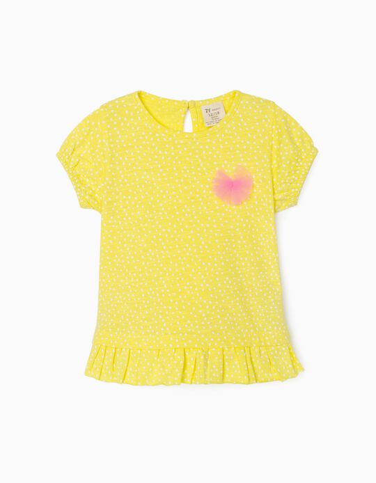 T-shirt for Baby Girls, 'Dots', Yellow