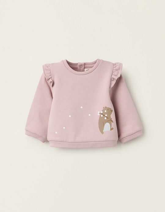 Buy Online Fleece Sweatshirt with Ruffles for Newborn Girls, Pink