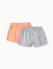 Buy Online 2 Cotton Shorts for Girls 'Dreaming', Coral/Grey