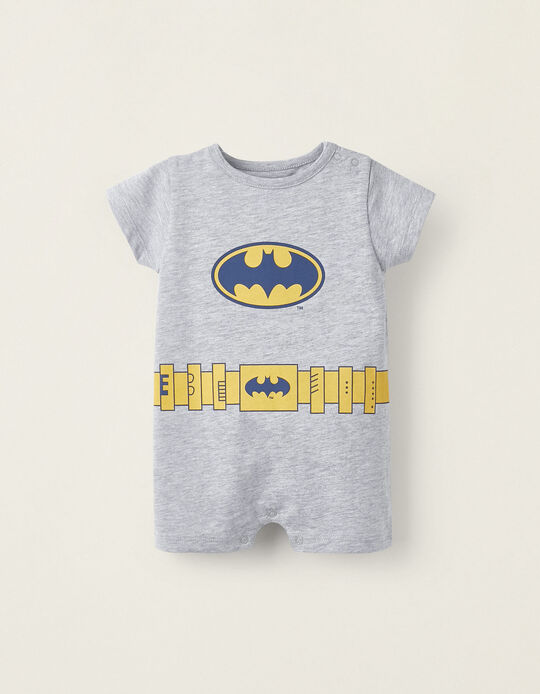 Pijama Romper de Algodão para Bebé Menino 'Batman', Cinza