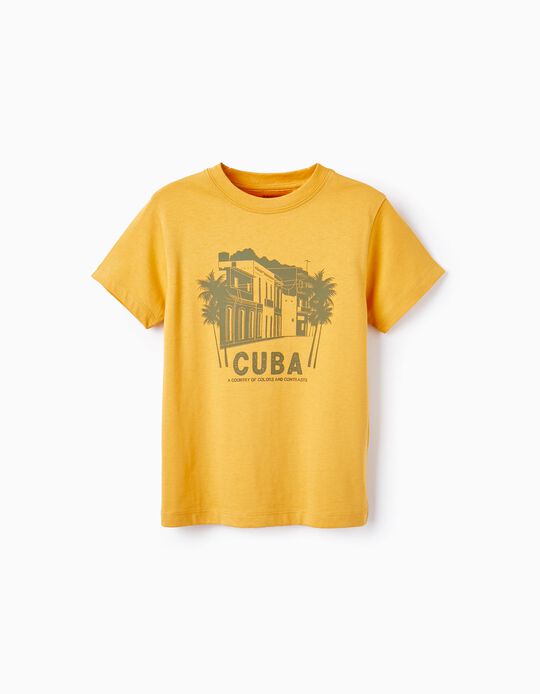 T-shirt de Algodão para Menino 'Cuba', Amarelo