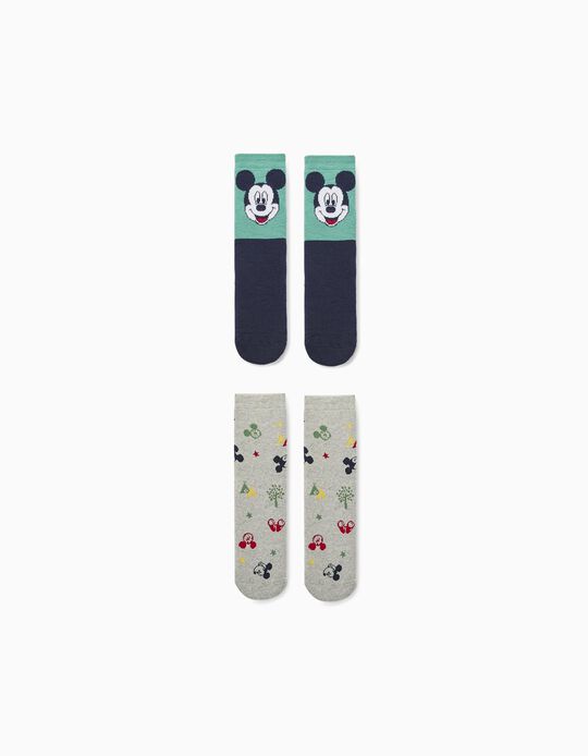 2 Pairs of Non-Slip Socks for Boys 'Mickey', Multicoloured