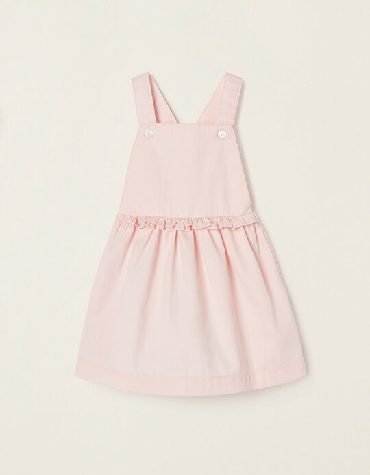 Cotton Twill Pinafore Dress for Newborn Baby Girls, Pink