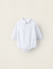 Cotton Bodysuit-Shirt for Newborns, White