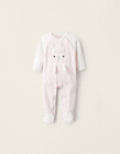 Velvet Babygrow for Baby Girls 'Llama', White/Light Pink