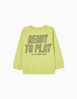 Cotton Sweatshirt for Boys 'Ready to Play', Lime Green