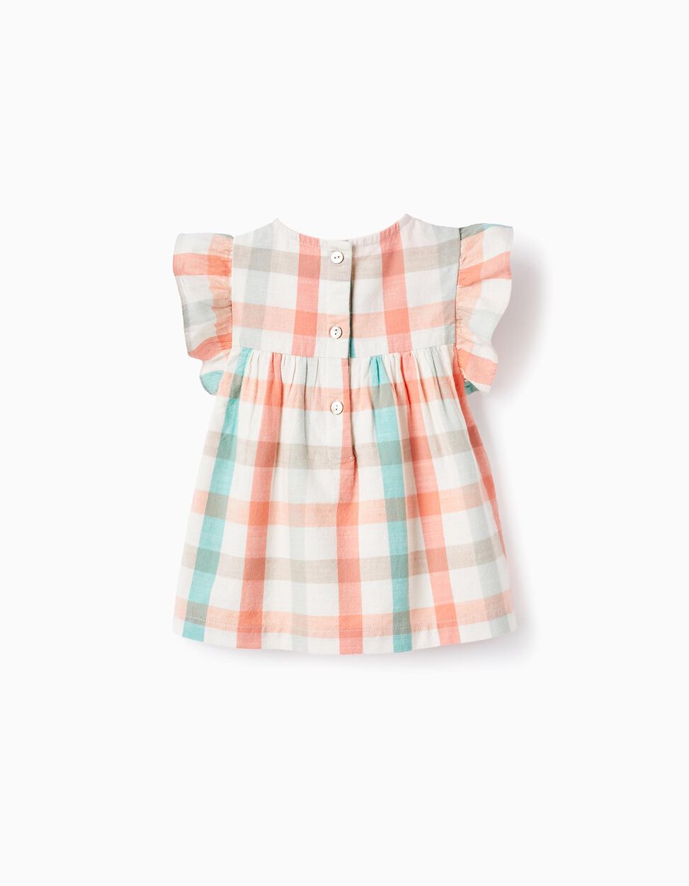 Buy Online Checked Cotton Blouse for Baby Girls 'B&S', Coral/Green Water
