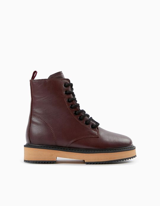 Leather Boots for Girls, Burgundy