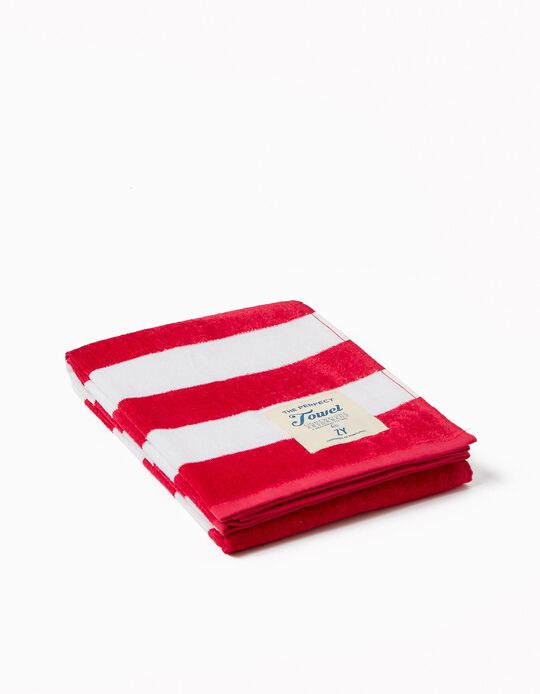 Striped Beach Towel for Children, Red/White