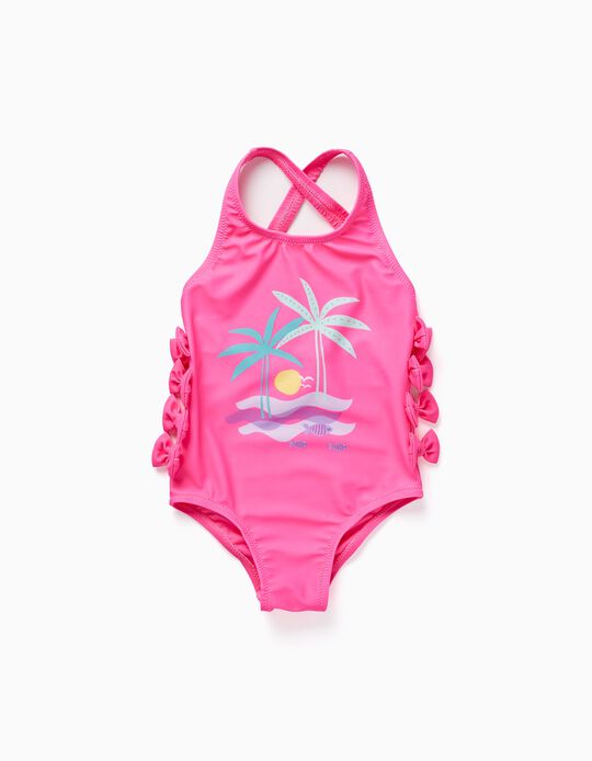 Swimsuit for Girls 'Palm Trees', Pink