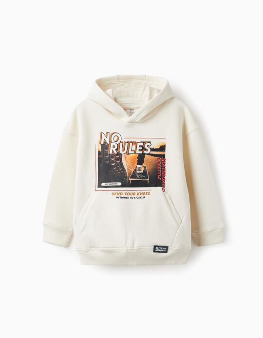 Buy Online Fleece Hooded Sweatshirt for Boys 'No Rules - Skate', White