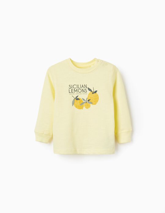 T-shirt à manches longues pour bébé garçon 'Sicilian Lemons', Jaune