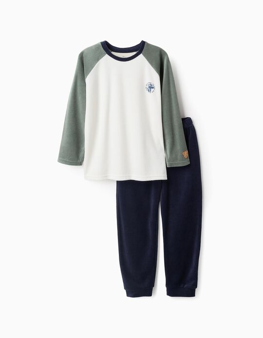 Comprar Online Pijama de Veludo para Menino 'Big Boys Club', Verde/Azul/Branco