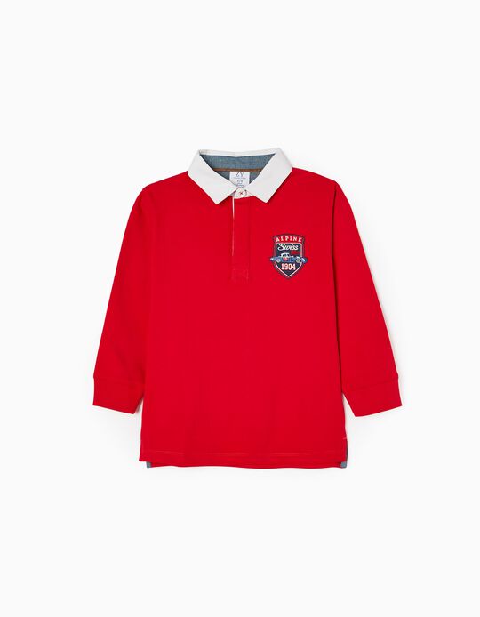 Long Sleeve Cotton Polo for Boys, Red