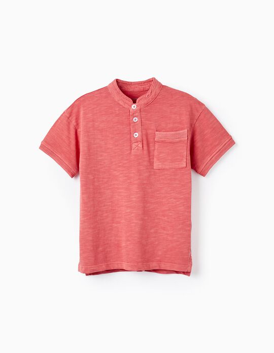 T-Shirt-Polo en Coton pour Garçon, Rouge
