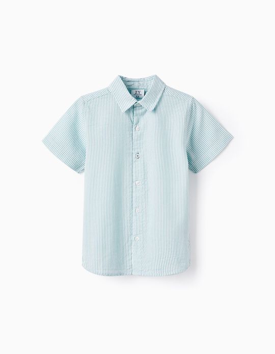 Comprar Online Camisa às Riscas para Menino, Verde/Branco
