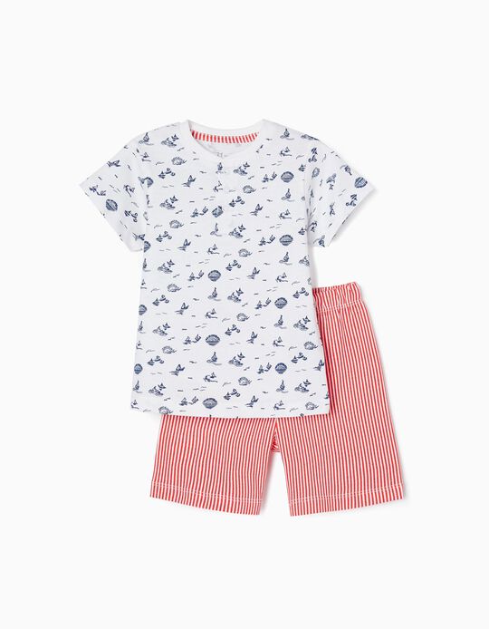 Cotton Pyjamas for Baby Boys 'Sunset', Red/White