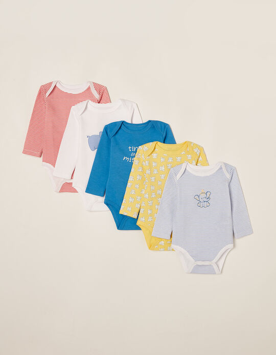 5 Bodysuits for Babies 'Elephant', Multicoloured