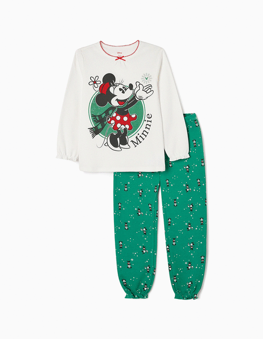 Pijama de Algodão para Menina 'Minnie', Verde/Branco