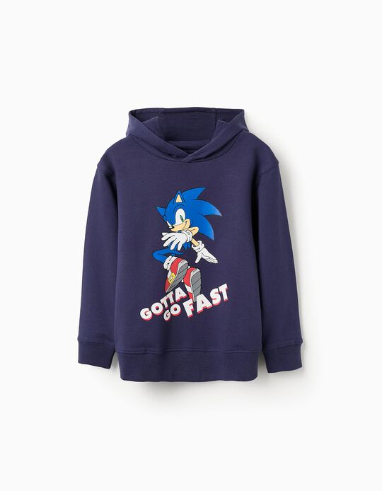 Comprar Online Sweat de Algodão com Capuz para Menino 'Sonic', Azul Escuro